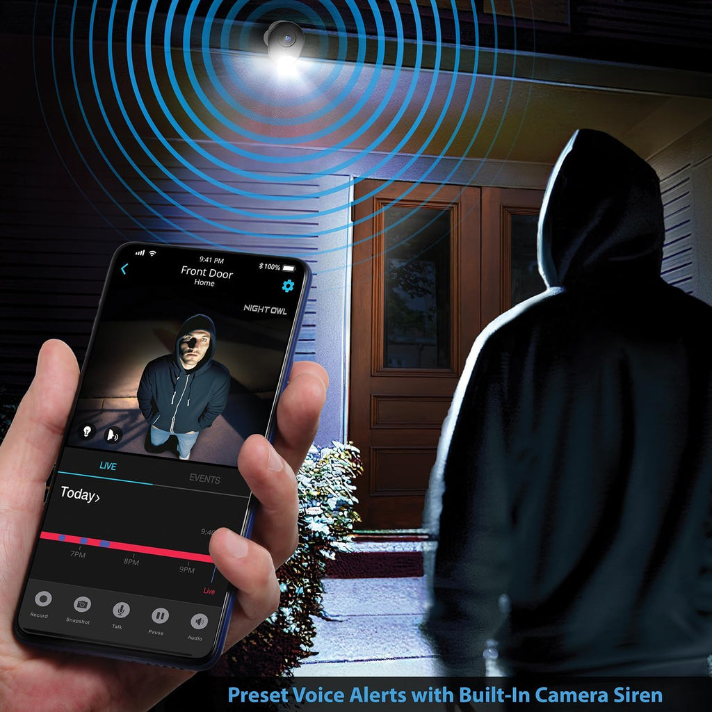 Night Owl Plug-in Wireless 4K HD Indoor/Outdoor Deterrence Camera with 2-Way Audio (2 Camera)