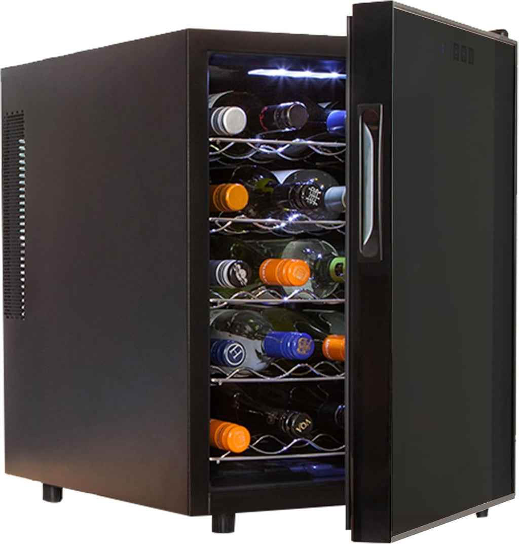Koolatron 20 Bottle Wine Fridge – Freestanding Wine Cooler with Glass Door, 1.7 Cu Ft (48L), Beverage Can Refrigerator, Digital Temperature Control, Ideal for White, Red & Sparkling Wine, Champagne