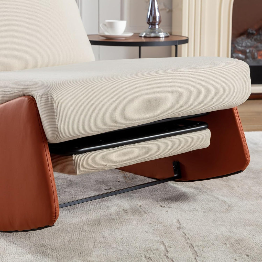 Modern Rocking Recliner Chair with Footrest - Comfortable Padded Lounge Chair for Nursery, Reading & Relaxation, Indoor Soft Rocking Chair for Living Room & Bedroom (Orange)