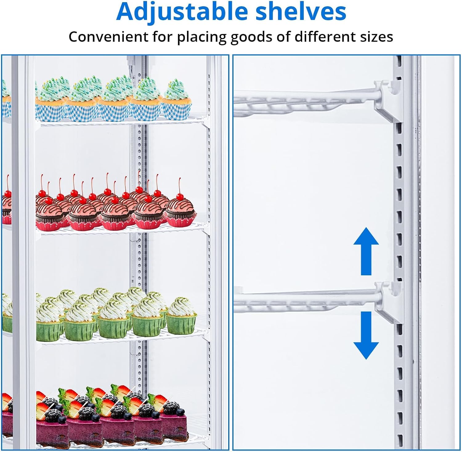Commercial Display Refrigerator, 10.9 Cu.Ft Beverage Cooler with Glass Door, LED Lighting, 5 Shelves, Merchandiser Fridge for Restaurant, Bar, Cafe, Convenience Store