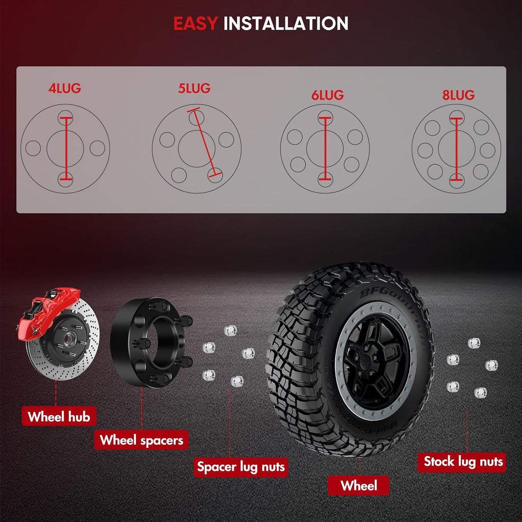 5x150/5x5.9 Hubcentric Wheel Spacers 2' / 4pc with M14x1.5 Studs + 110mm Hub Bore for Toyota Land Cruiser for Sequoia for Tundra Wheel Spacers/for Lexus LX 470 LX 570 Wheel Spacers