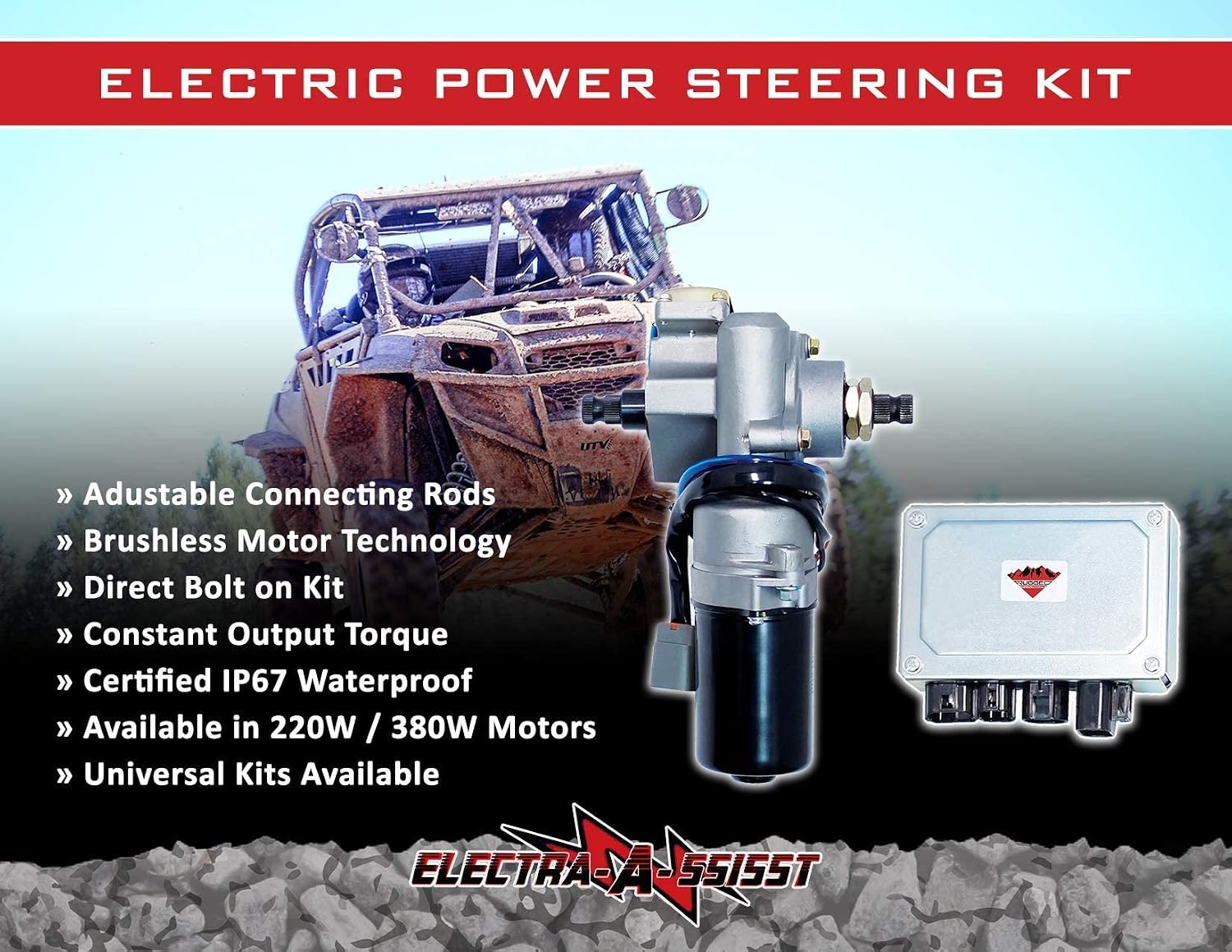 Rugged Front Electric Power Steering Kit for (2009-13) Honda Big Red, A Bolt On System, Steers Easily & Gets Rid of Wheel Jerk/Bump Steer When Navigating Terrains (See Fitment Details in Description)