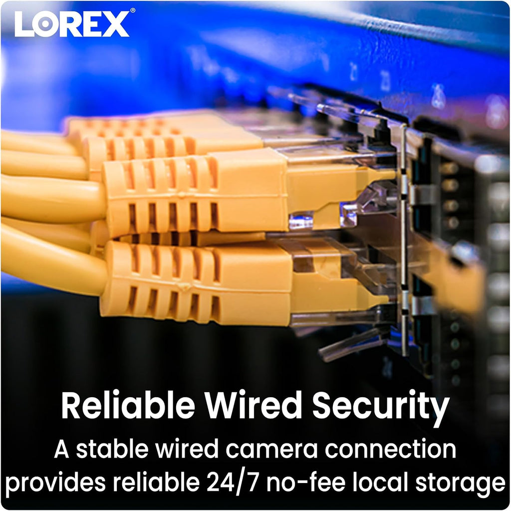 Lorex 4K 8MP IP Wired Metal Dome Outdoor/Indoor Security Camera - Smart Security Lighting, Smart Motion Detection, Deterrence Siren, Color Night Vision Booster, 2-Way Talk, IP67 Weatherproof (Black)