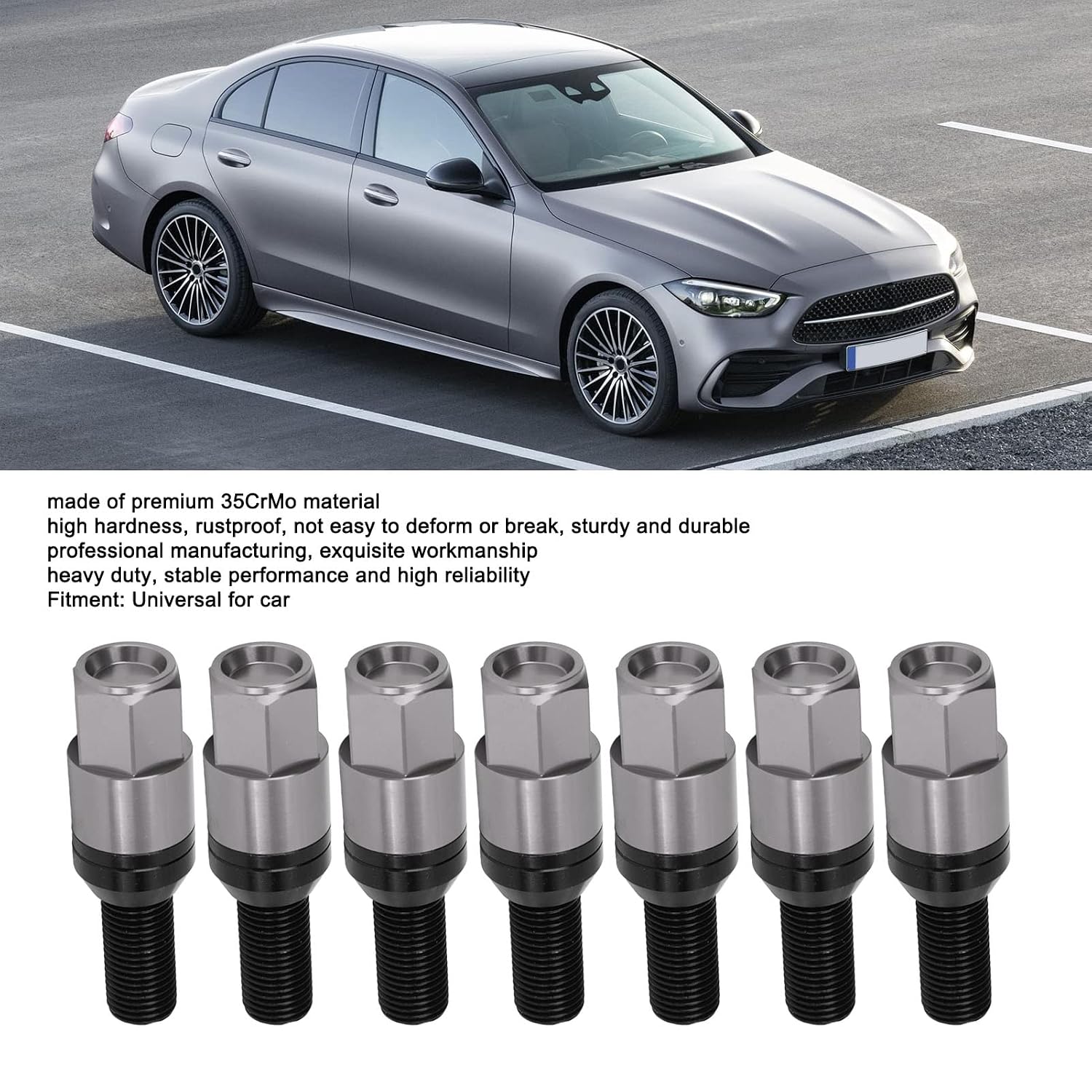 Brilluxa Wheel Lug Bolts, M14x1.5 Cone Seat Wheel Bolts Taper Lug Nuts 20PCS Black, Universal Car Tire Fastener Kit for Auto Wheel Installation Replacement