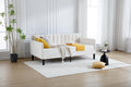 GDFStudio Twin Size Upholstered Daybed, Futon Sofa Bed Ribbed Tufted Backrest Lavish Modern Design, Couch Bed Frame for Bedroom Living Room Guest Room Apartment,Beige Velvet