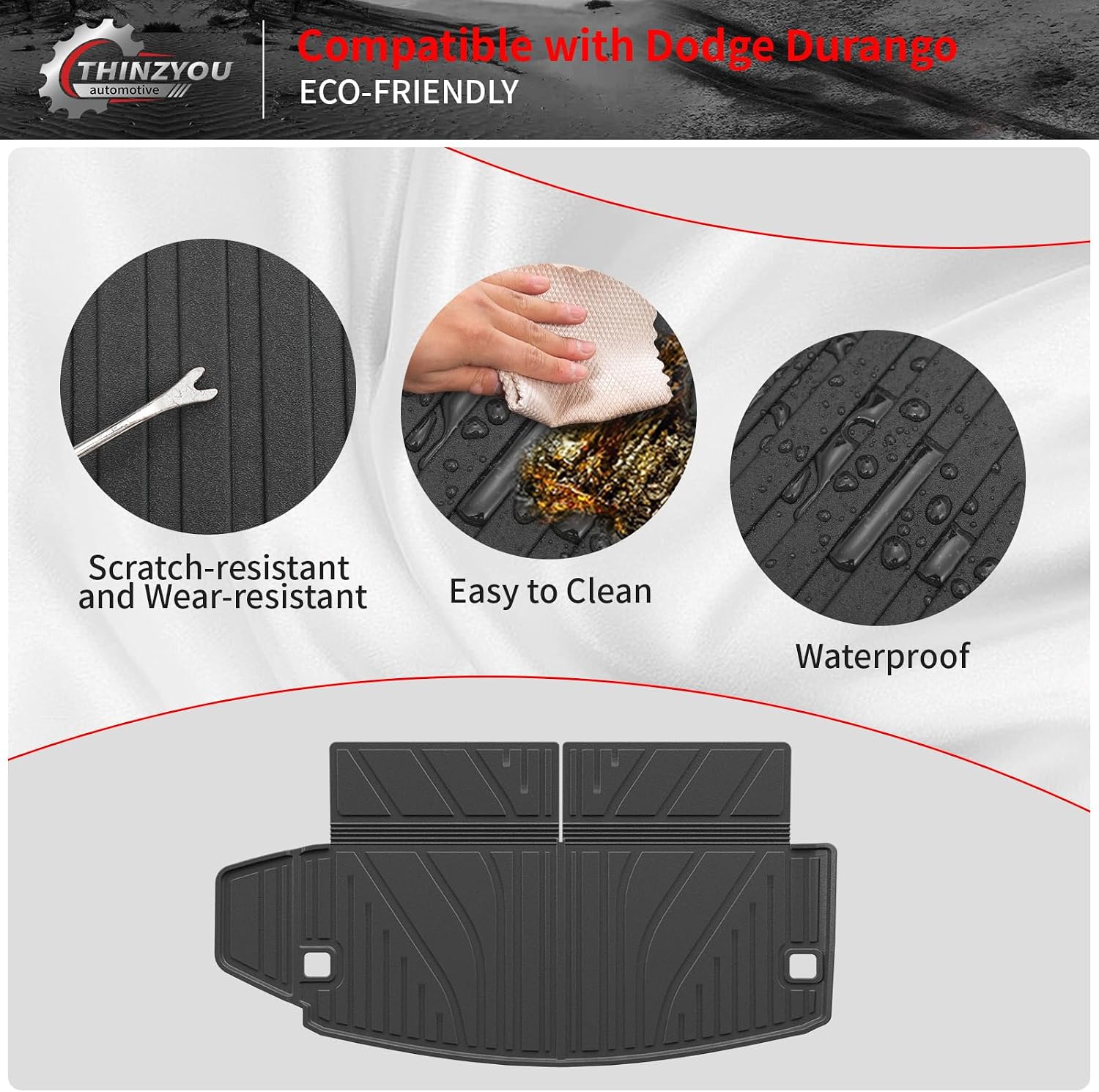 Floor Mats Compatible with 2016-2025 2026 Dodge Durango 6 Seats Cargo Mat Back Seat Protector Trunk Liner 2024 Durango Accessories (Fit 6 Seats, 3rd Row Backrest Mats+Trunk Mat+Floor Mats)