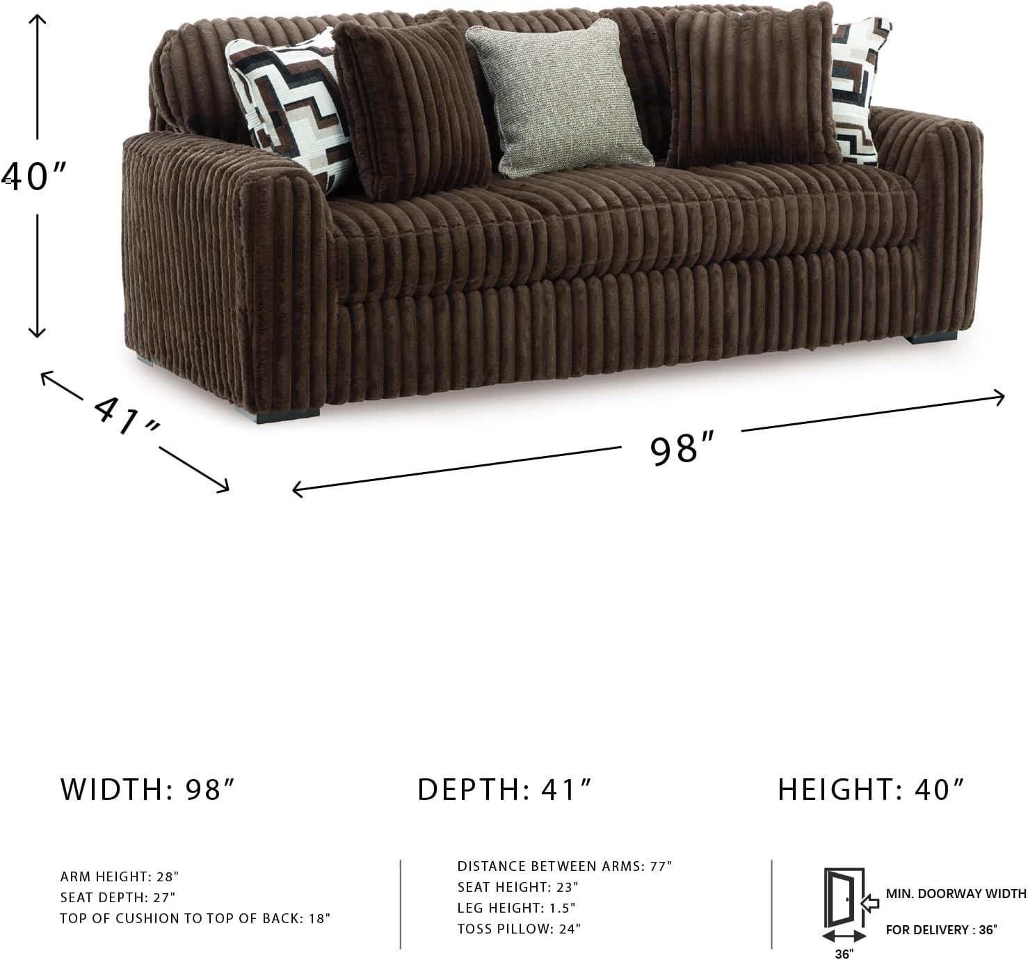 Signature Design by Ashley Midnight-Madness Modern Anti Sage Sofa with Reversible Cushions, Dark Brown