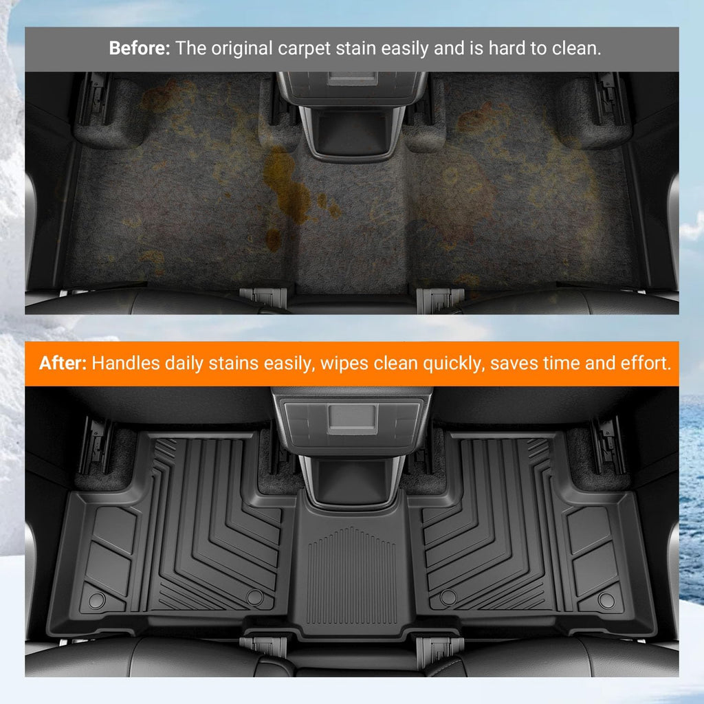 powoq Floor Mats Compatible with 2020-2026 Toyota Highlander Cargo Mat Trunk Liner Cargo Liner Replacement for 2020-2026 Toyota Highlander Accessories (Trunk Mat with Backrest Mats+Floor mats)