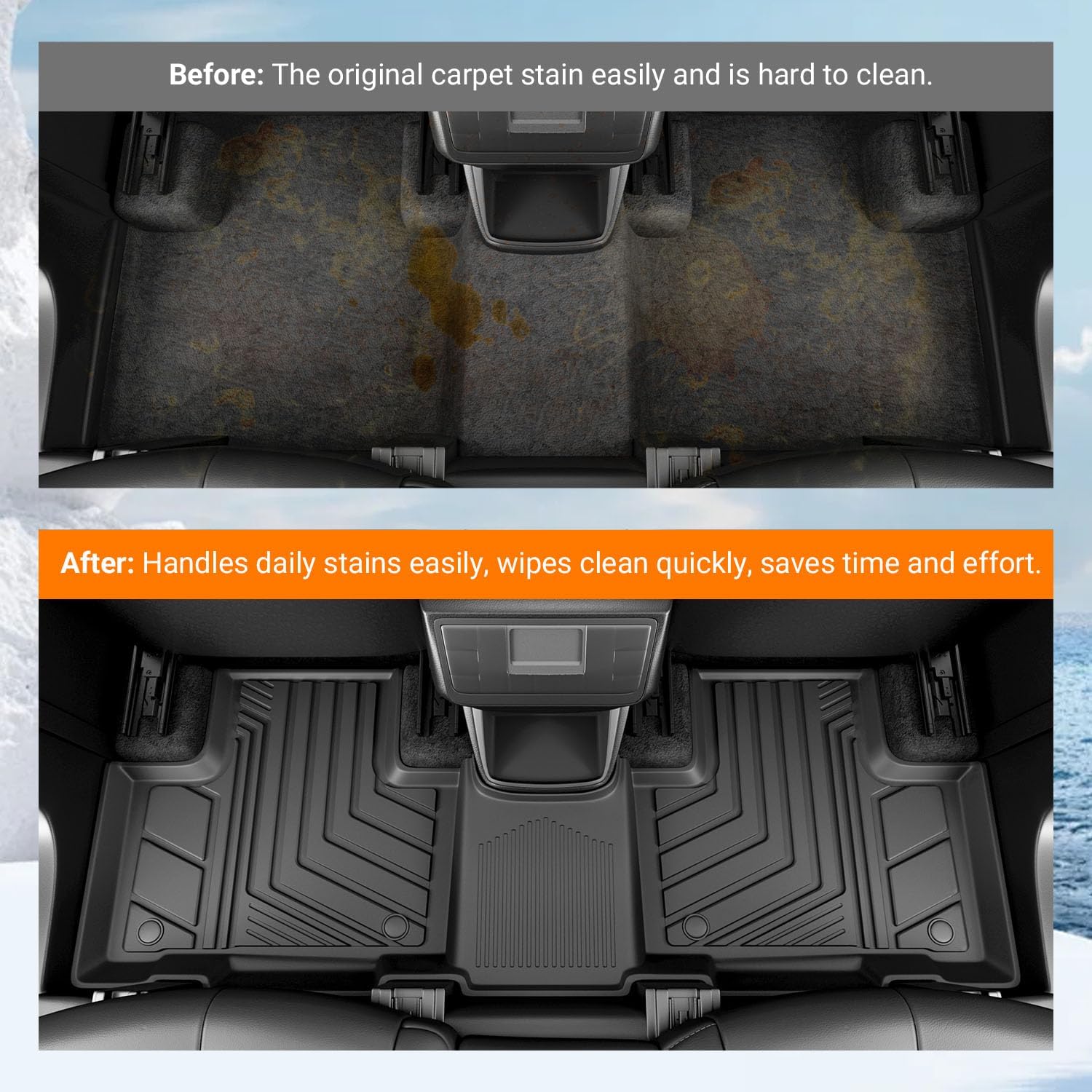 powoq Floor Mats Compatible with 2020-2026 Toyota Highlander Cargo Mat Trunk Liner Cargo Liner Replacement for 2020-2026 Toyota Highlander Accessories (Trunk Mat with Backrest Mats+Floor mats)
