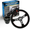 PRP Deep Dish Suede Steering Wheel Kit, Red with UTV Hub for Polaris RZR, Can-Am X3, Arctic Cat Wildcat, EZ-GO, GEM & John Deere Gator - High-Strength Aluminum, 13' x 3' Dish, 1-3/8' Grip