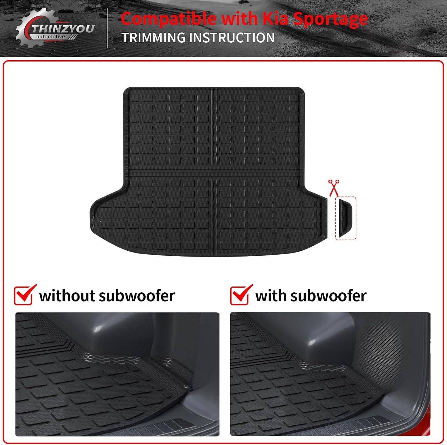 Floor Mats Compatible with 2023 2024 2025 2026 Kia Sportage Cargo Mat Cargo Liner TPE All Weather Back Seat Cover Protector 2025 Sportage Accessories (Trunk Mat+Backrest Mats+Floor Mats)