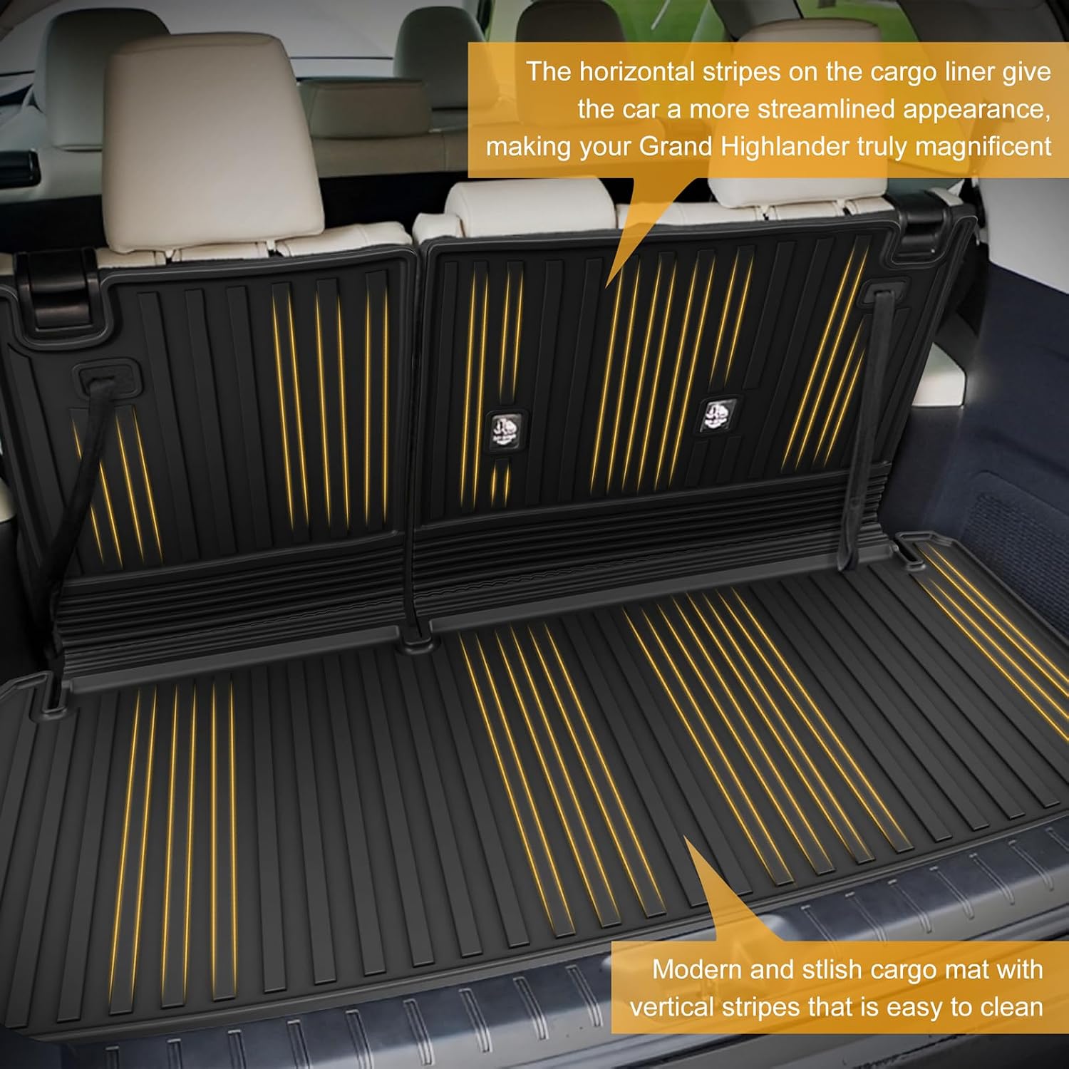 AOMSAZTO Floor Mats and Cargo Mat Compatible with 2024-2025 Toyota Grand Highlander (7 Seats Only): All Weather TPE Protection Full Set Grand Highlander Floor Liners (Not Fit Highlander)