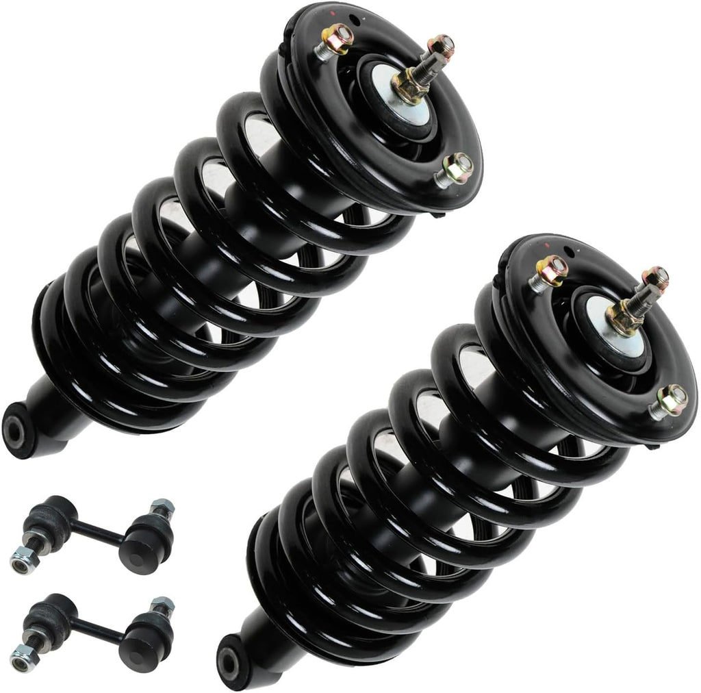 TRQ Front Suspension Kit Shock & Spring Strut Assembly Sway Bar Stabilizer Link Compatible with 2004-2010 Infiniti QX56 2005-2014 Nissan Armada 2004 Pathfinder Armada 2004-2015 Titan