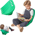 4 Packs Green Scoop Rocker, Autism Sensory Rocking Chair, Fun Wobble Chairs for Classroom Elementary, Portable Floor Seating with Back Support, Plastic Reading Chair with Handle for Indoor Outdoor