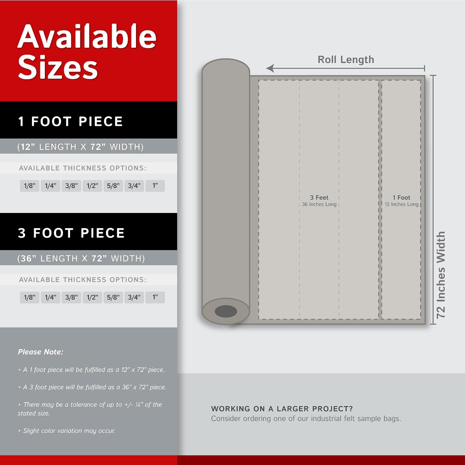 The Felt Store F-7 Industrial Felt – 72 Inch Wide x 3 Foot Long x 1 Inch Thick – SAE Pressed Felt for Automotive, Construction, Machinery Components