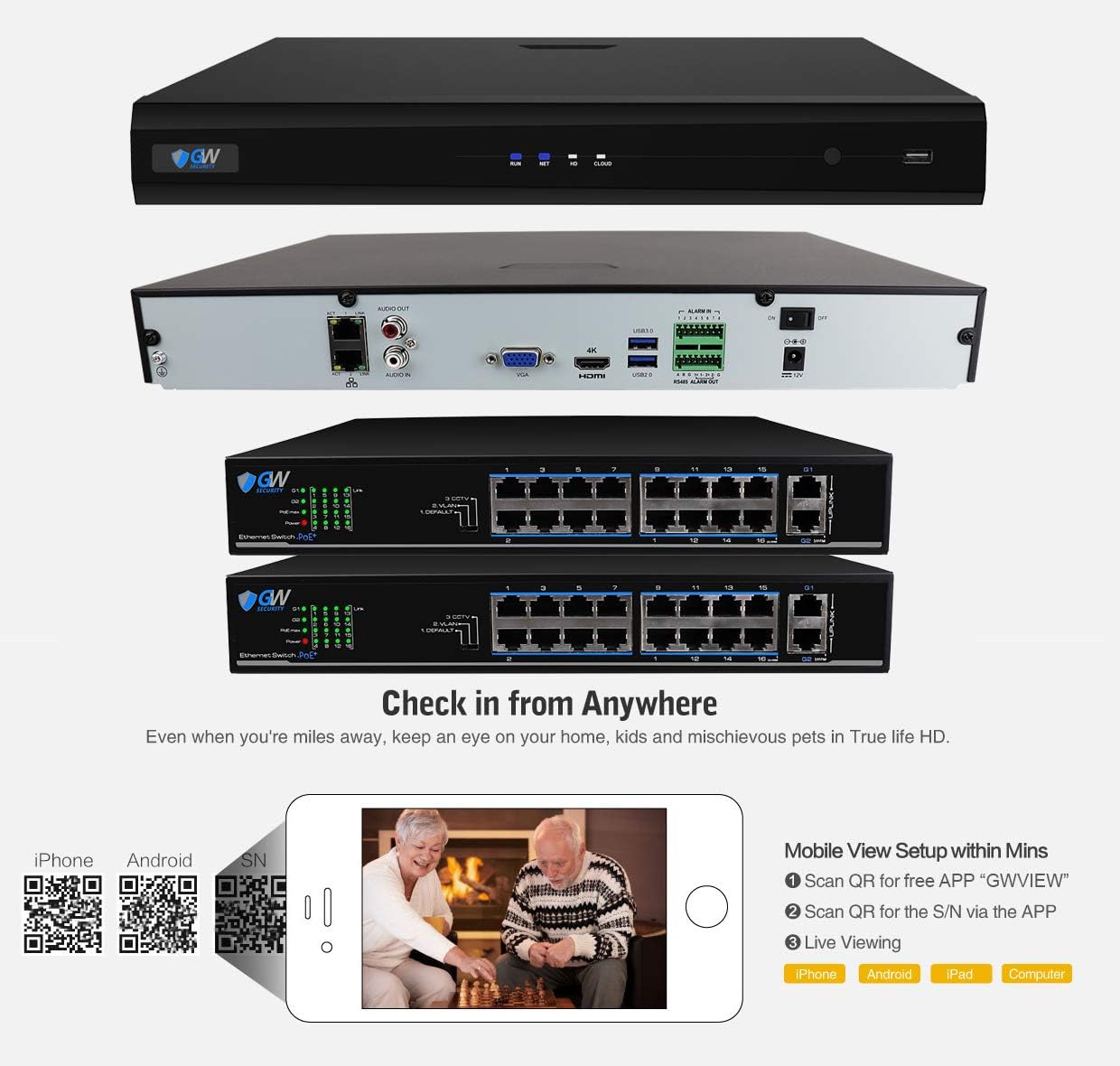 GW Security 16 Channel NVR UltraHD 12MP 4K @30FPS Face/Human/Vehicle Detection PoE Security Camera System with 12 x 12MP IP Microphone Smart AI Dome Cameras, Color Night Vision, Outdoor/Indoor Camera