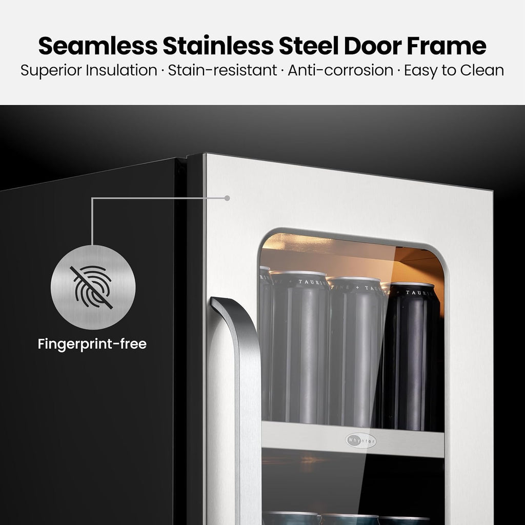 30 Inch Beverage Refrigerator 160 Cans Beverage Fridge Drink Fridge with Glass Door 3 LED 34-54 ℉ Beverage Cooler Built-in or Freestanding Adjustable Shelves for Home/Kitchen(6.0 cu.ft)