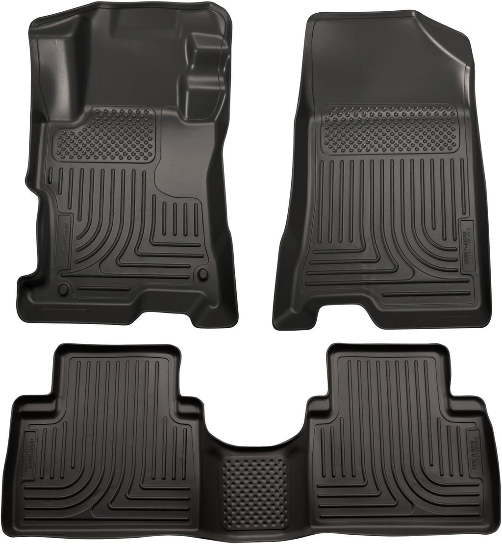 Husky Liners Weatherbeater Floor Mats | Fits 2014-2015 Kia Sorento | Front & 2nd Row, 3-pc Black - 99871