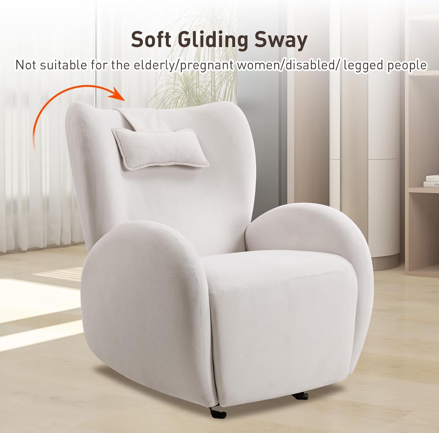 EONIX Stylish Power Glider Rocker Recliner Chair, Dual Motor Independently Controlled Footrest and Backrest, Detachable Headrest, Lazy Boy Recliner Chair for Living Room, SXXY010041, Cream White