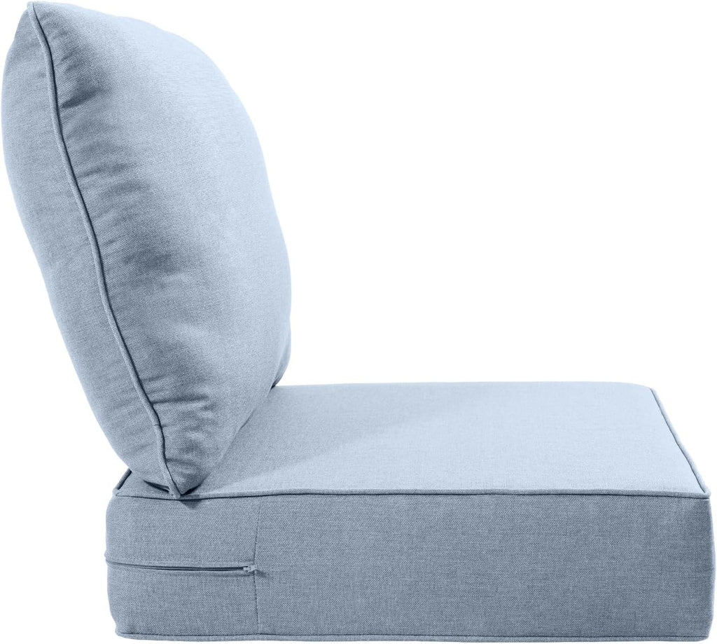 Luxury 24x24x6 Inch Outdoor Chair Cushions Set of 4 - Heavy Duty Water-Resistant Comfy Cushion for Patio Furniture Set Dining Gliding Rocking Chairs Loveseat L-Shape Sofa - Baby Blue