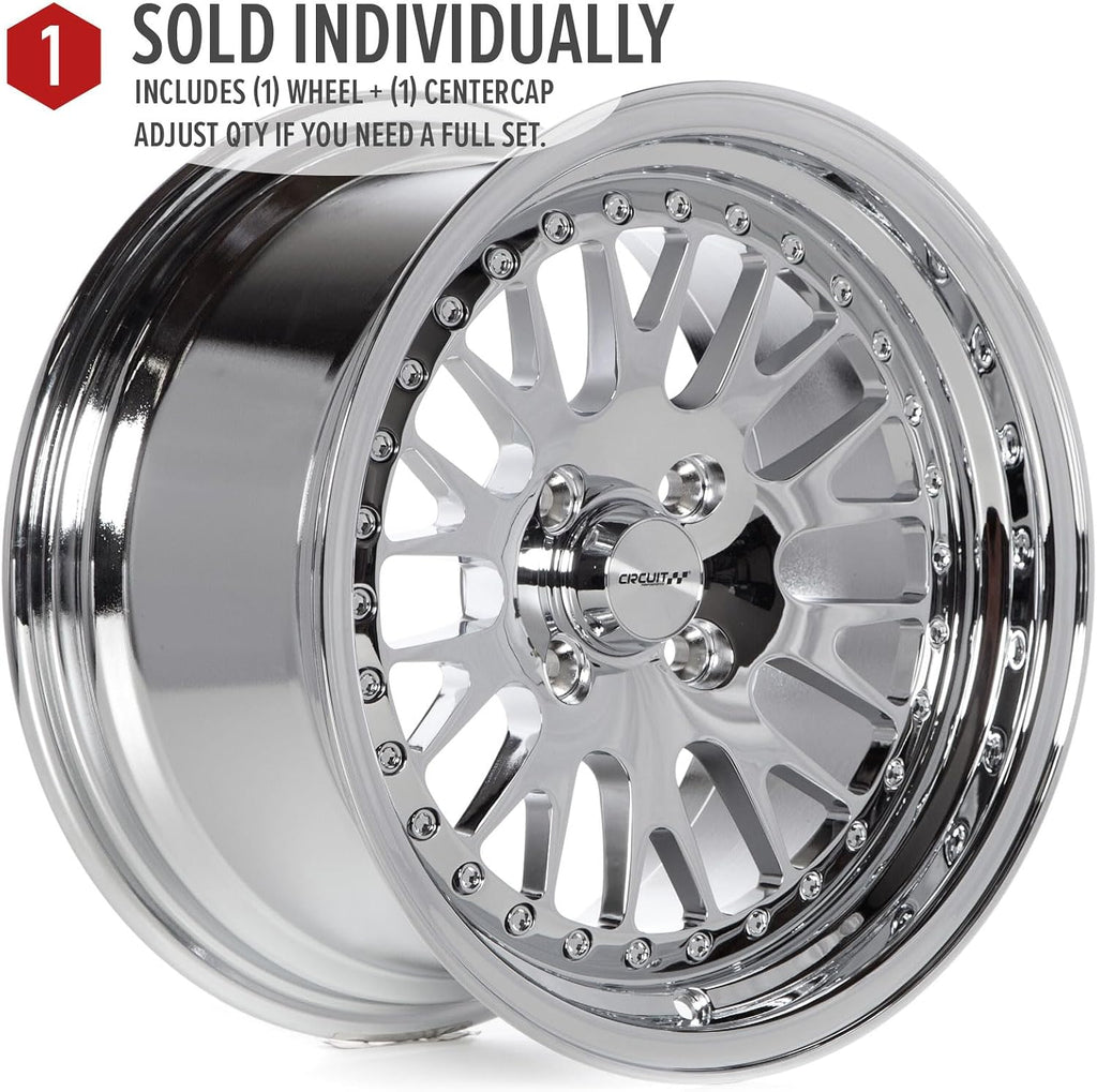 Circuit Performance CP21 15×8 Chrome Wheel 4×100 [+25mm] compatible with Honda Civic EK EG, Acura Integra, BMW E30, Mazda Miata