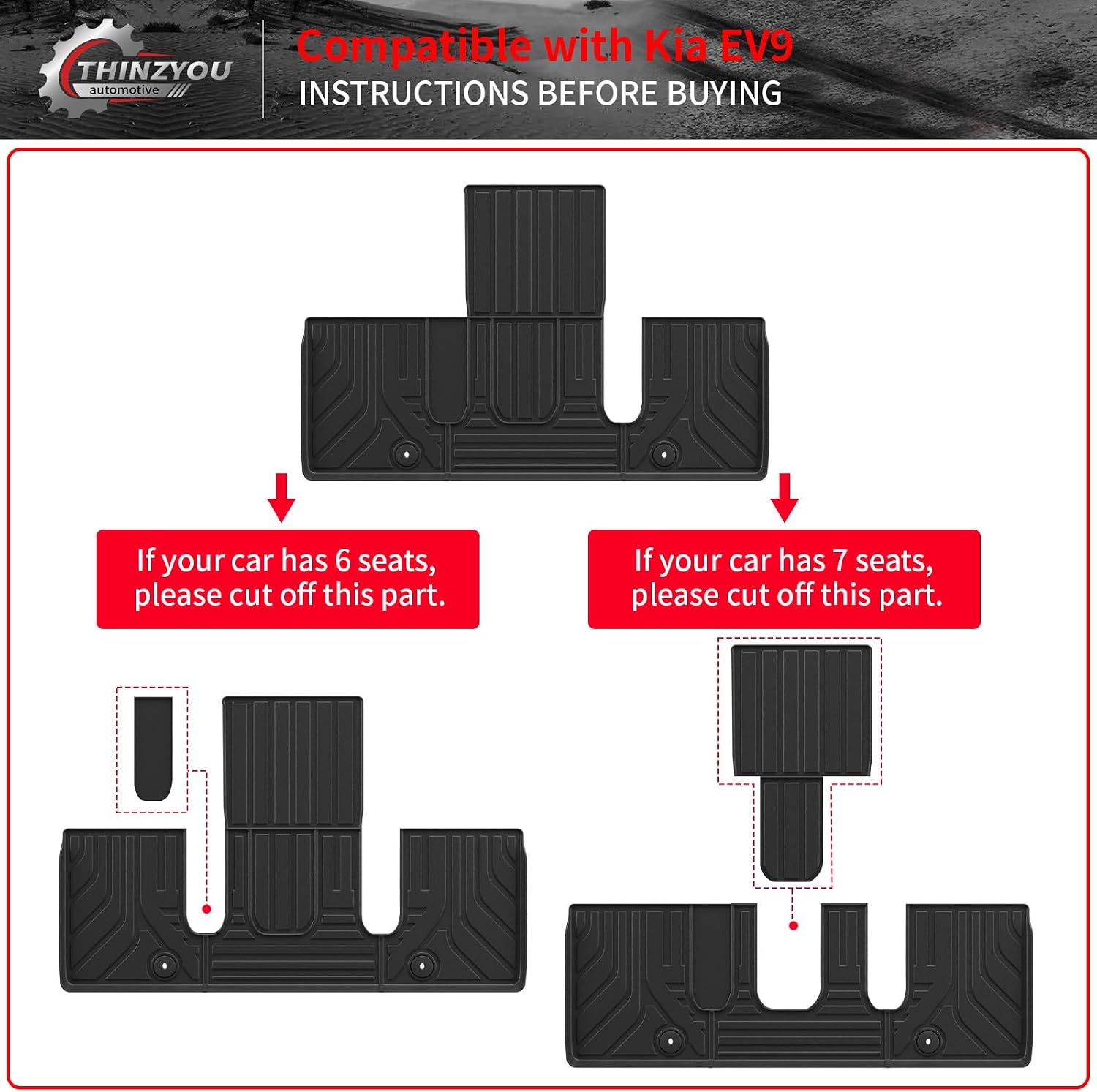 Floor Mats Compatible with 2024 2025 2026 Kia EV9 6&7 Seats Cargo Liner Cargo Mat Trunk Mat Trunk Liner Back Seat Cover Protector EV9 Accessories (Floor Mats+Trunk Mat with Backrest Mat)