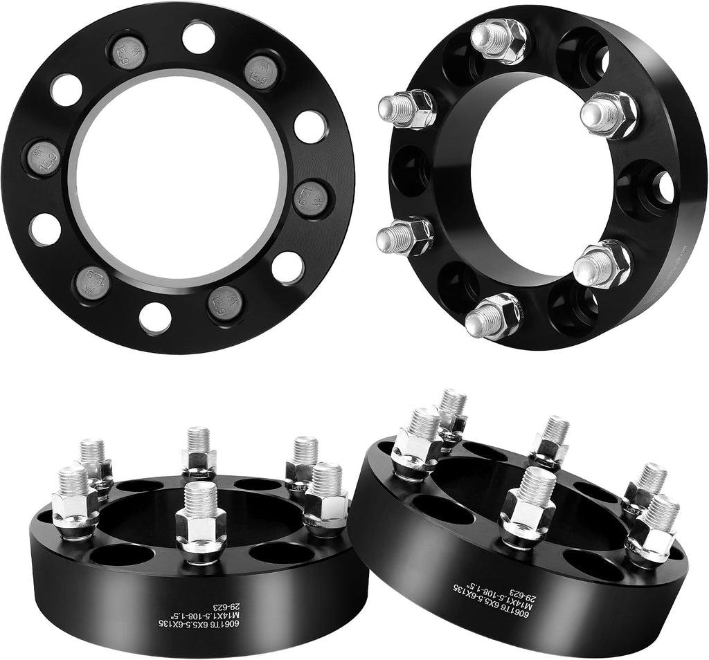 YIZBAP 6x5.5 to 6x135 Wheel Adapters for F150 Wheels on 4Runner Vehicle, 1.5 inch 6x139.7mm to 6x135mm Wheel Adapter 108mm Hub Bore with M14x1.5 Studs