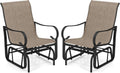 Tangkula Patio Glider Chairs Set of 2, Outdoor Swing Rocking Chairs w/Ergonomic Backrest & Breathable Mesh Fabric, Glider Rocker Chairs w/Heavy-Duty Metal Frame for Porch, Garden