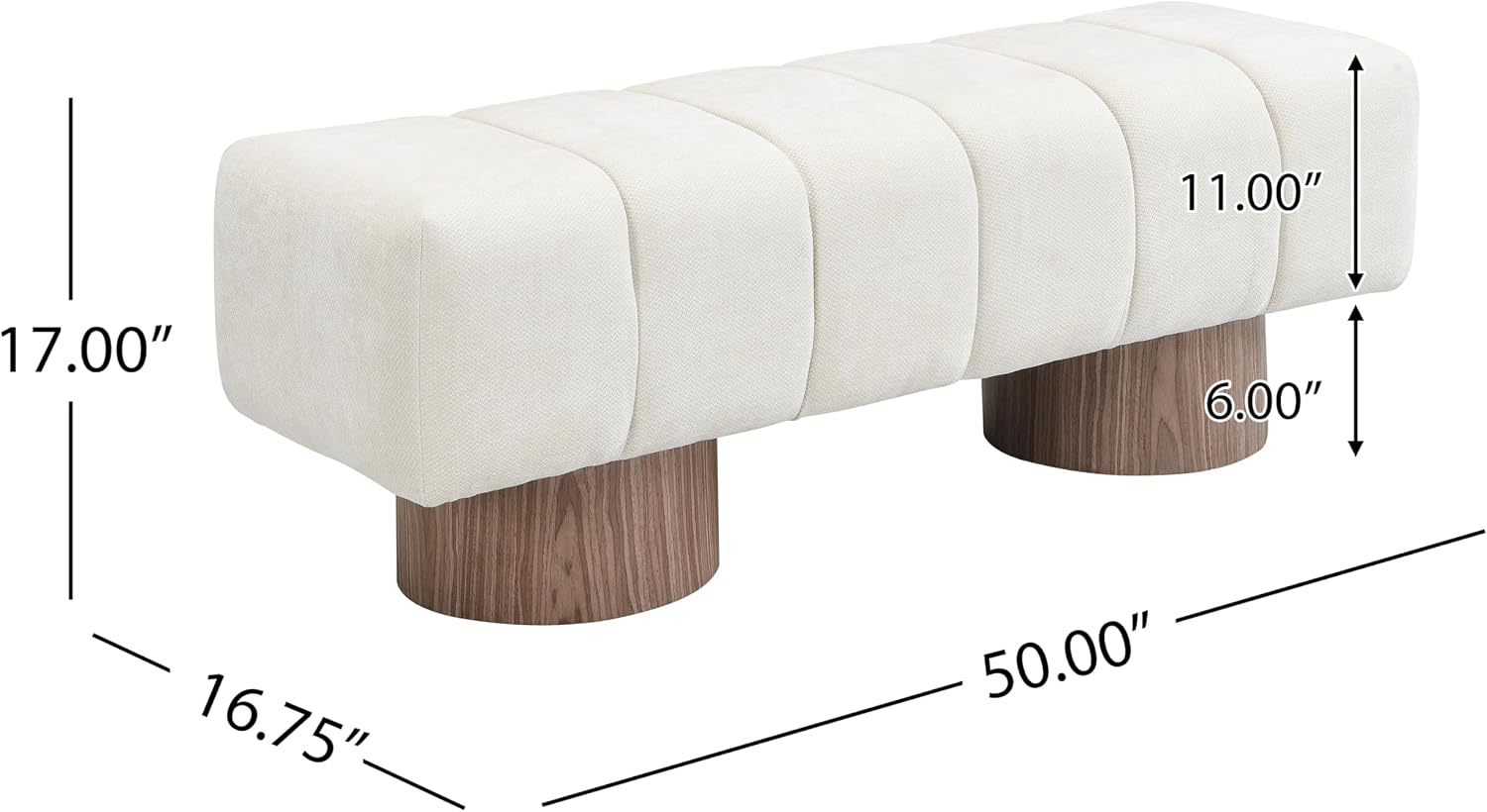 Christopher Knight Home Manila 50' Chenille Fabric Dining Bench for 2 People, Upholstery Ottoman Bench, End of Bed Footstool, Living Room Sofa Extra Seat/Footrest, No Assembly Needed, Light Beige