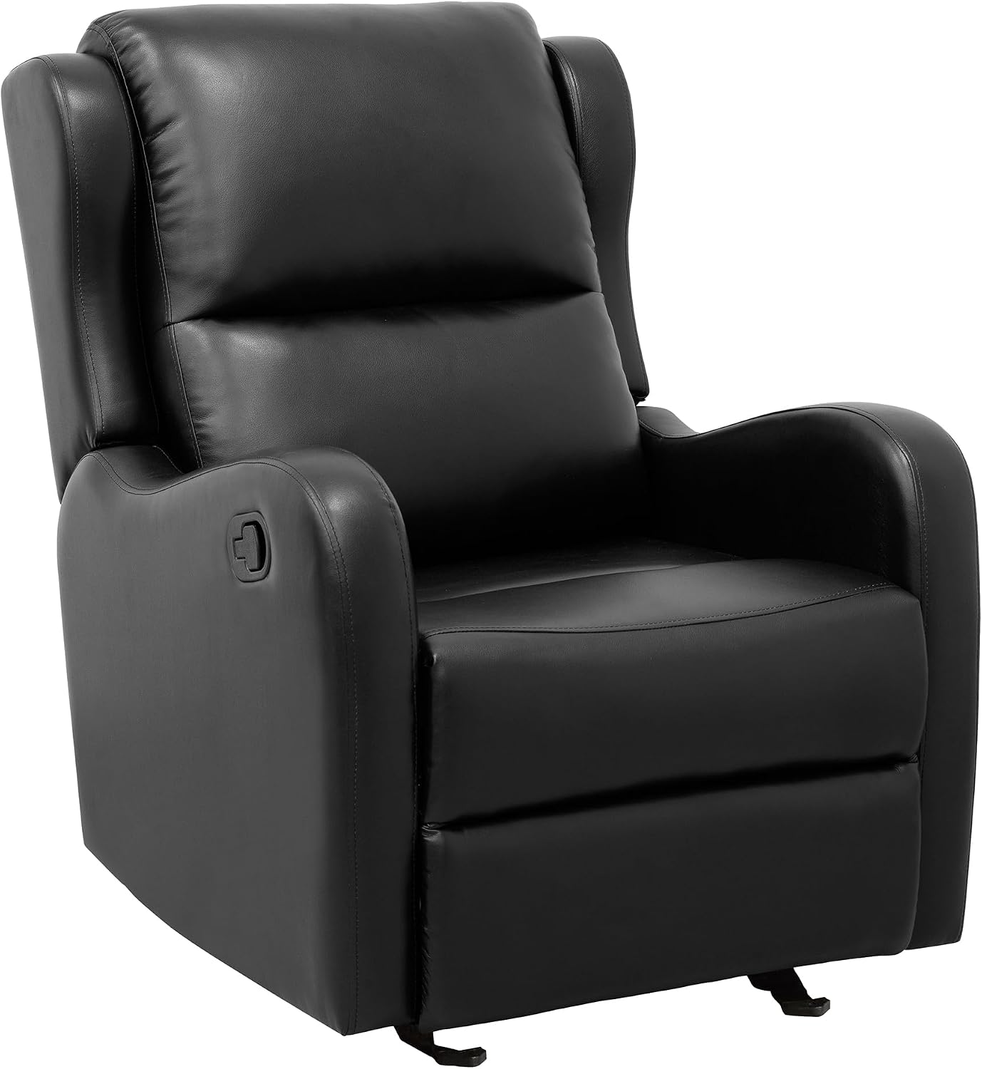 Lexicon Manual Glider Recliner Chair, Reclining Sofa Chair, Home Theater Seating, Manual Glider Recliner for Living Room/Office/Apartment, Easy Assembly, Black Faux Leather