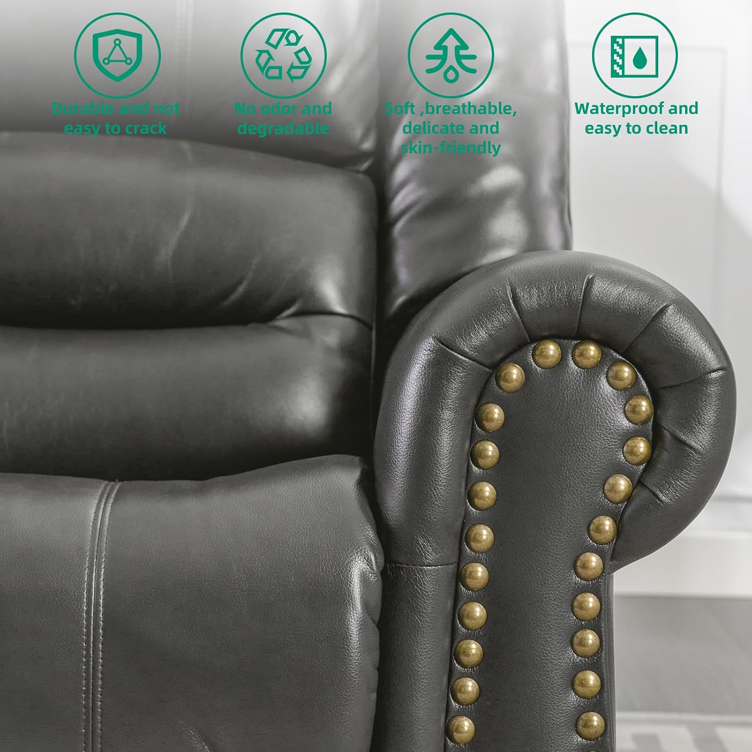 VIVIJASON Massage Swivel Rocker Recliner Chair with Heat & Vibration, 360° Swivel Manual Glider Rocking Reclining Chair with Remote Control, Side Pockets & USB Ports for Living Room, Gray