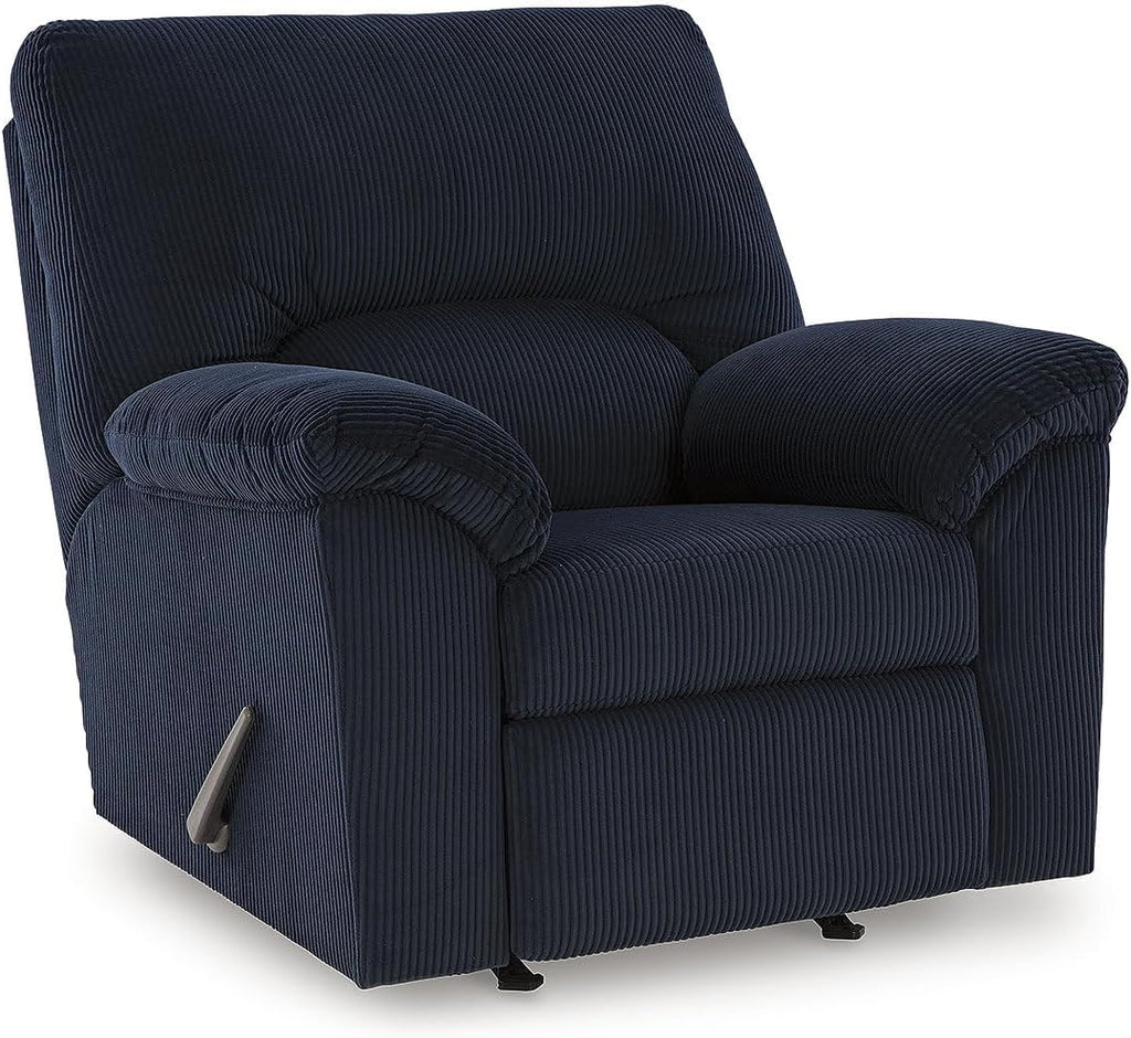 Signature Design by Ashley SimpleJoy Casual Manual Rocker Recliner with Pillow-Top Arms, Blue