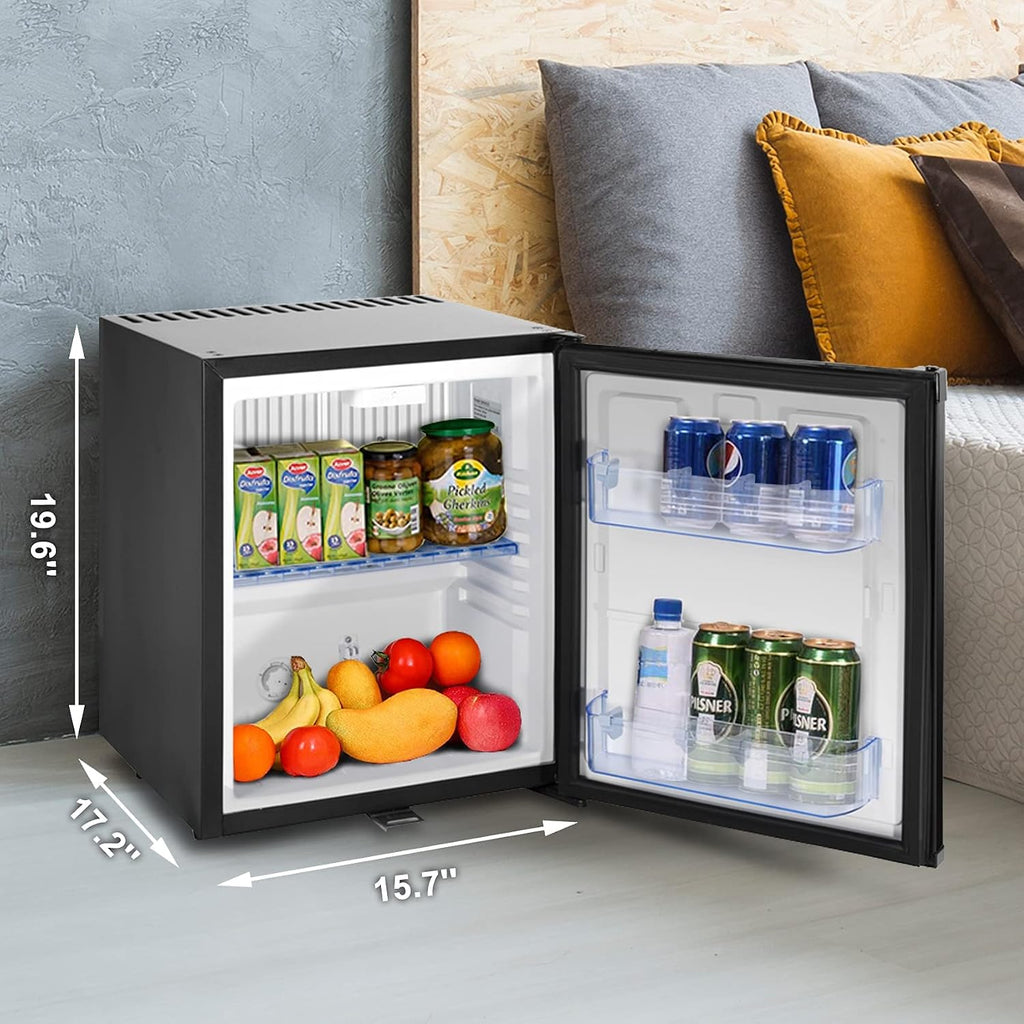 SMETA Mini Fridge 110V/12V DC Compact Refrigerator with Lock RV Truck Caravan Campervan Beverage Car Small Fridge with Lock, Reversible Door, Upright Deep Cooler Fridge 1.1 Cu.Ft