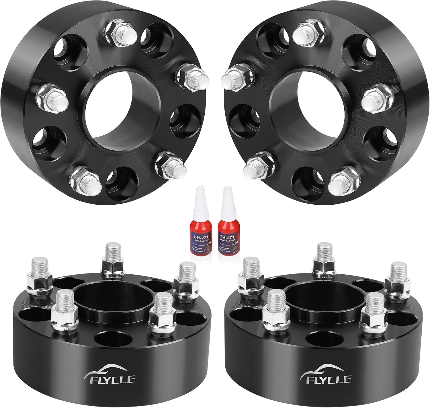 FLYCLE 2 inch 5x5 Hubcentric Wheel Spacers for 2018-2025 Wrangler JL/JLU, 2019-2025 Gladiator JT, 5x127mm Forged Wheel Spacer with 14x1.5 Studs & 71.5mm for 2011-2025 Grand Cherokee WK2 Durango