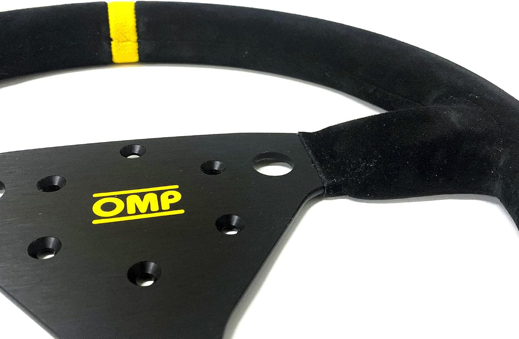OMP 320 SP Steering Wheel Black Grip Silver Center