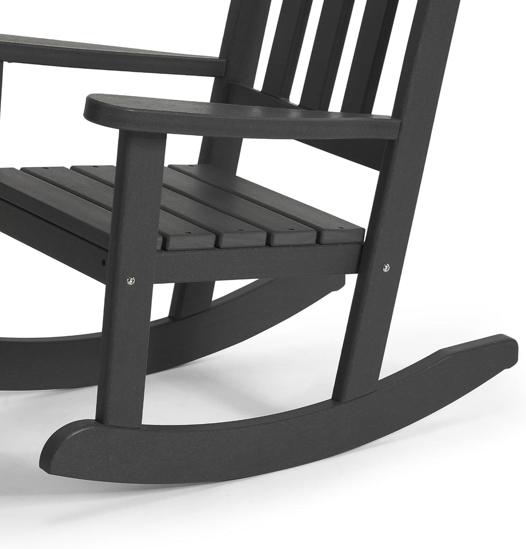 WestinTrends Malibu 3-Piece Kids Outdoor Rocking Chairs Set with Kids Square Side Table, Gray