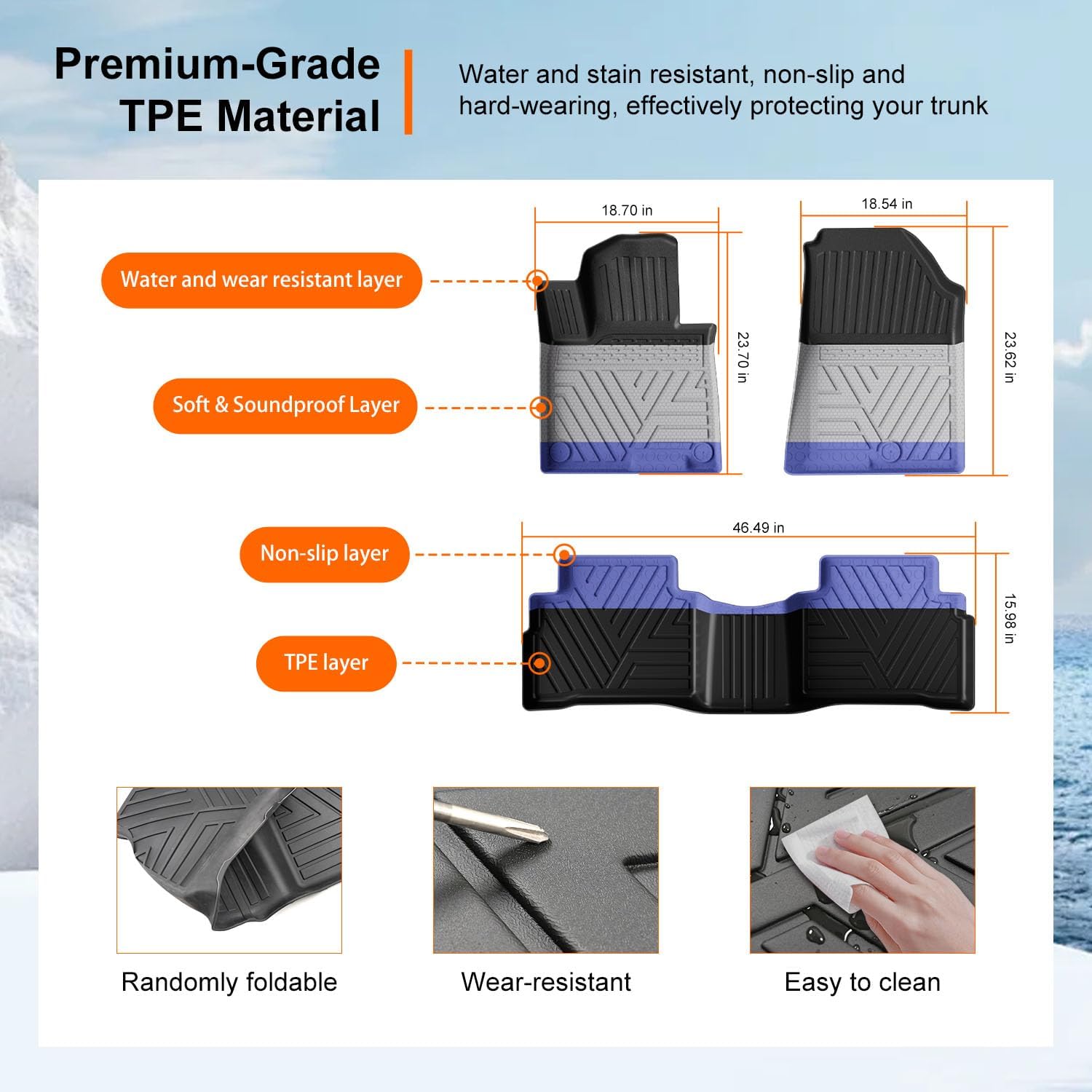 powoq Fuel Floor Mats Compatible with 2023-2026 Kia Sportage Trunk Mat TPE Floor Liner Cargo Mat Cargo Liner Replacement for 2023-2026 Kia Sportage Accessories (Trunk Mat+Backrest Mat+Floor Mat)