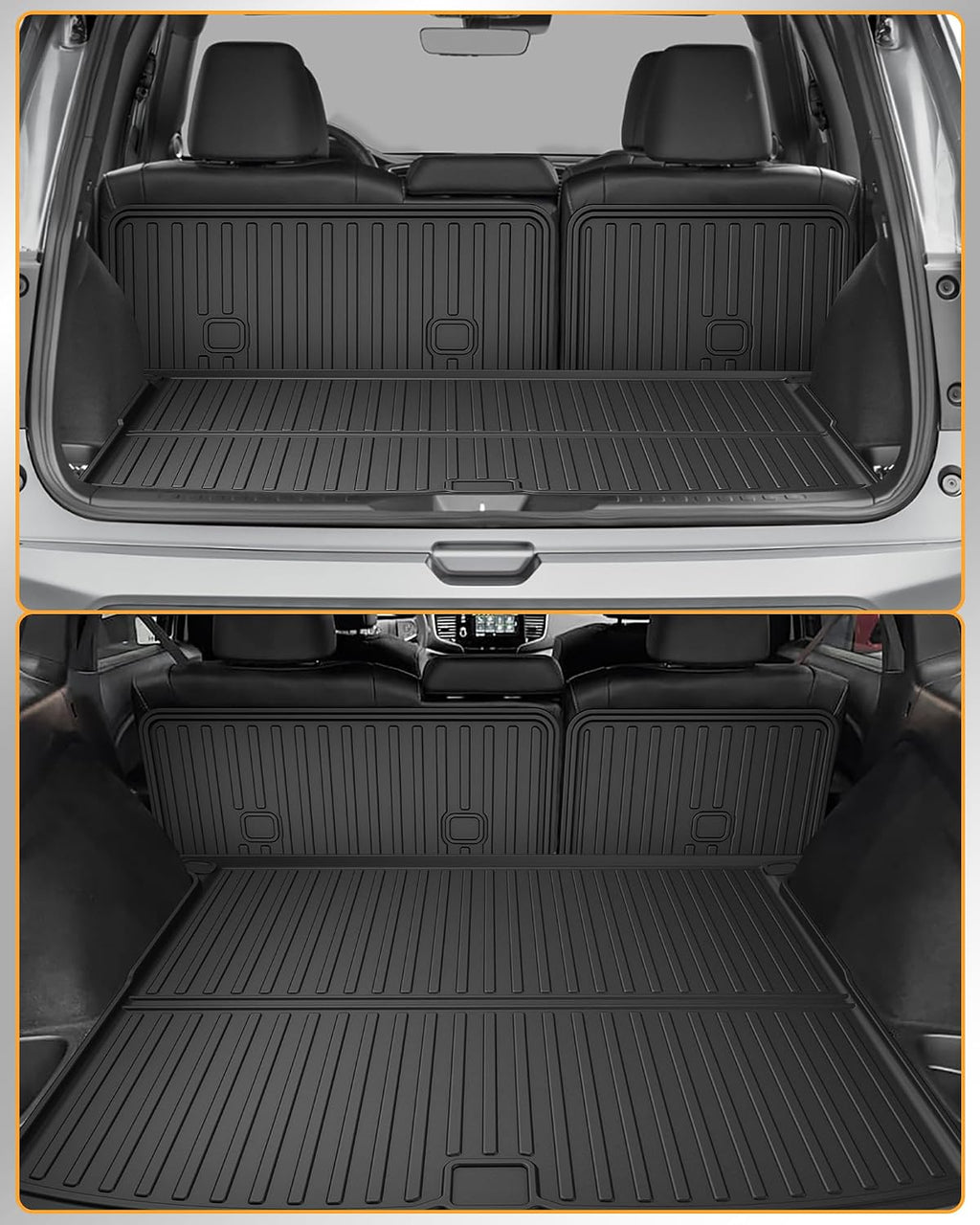 Floor Mats & Cargo Mat & Backrest Mat for Honda Passport 2019-2025 | All Weather Custom Fit Car Floor Liner, 1st & 2nd Row & Trunk Mat, Black (EX-L/TrailSport/Elite/Touring/Sport/Black Edition)