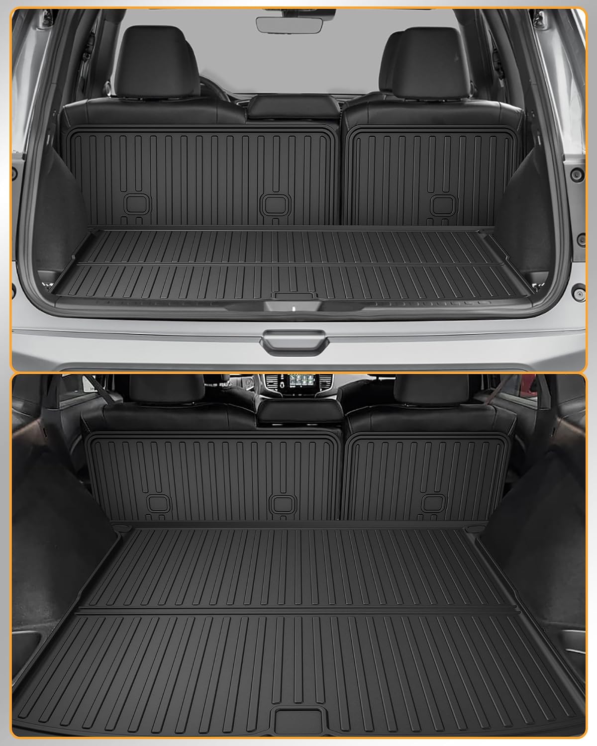 Floor Mats & Cargo Mat & Backrest Mat for Honda Passport 2019-2025 | All Weather Custom Fit Car Floor Liner, 1st & 2nd Row & Trunk Mat, Black (EX-L/TrailSport/Elite/Touring/Sport/Black Edition)