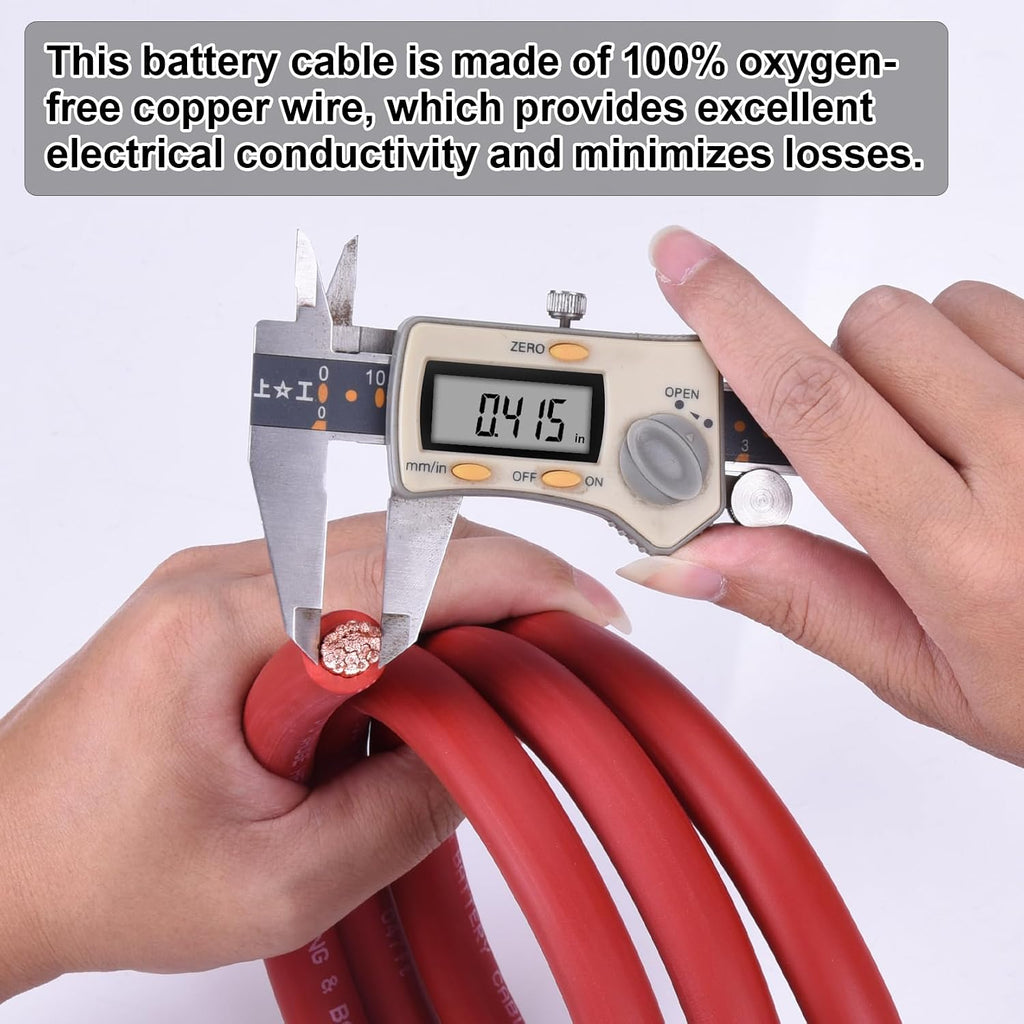 1/0 Battery Cable, 15FT Red + 15FT Black 1/0 Welding Cable, Stranded Oxygen-Free Pure Copper Wire for Automotive, Battery, Solar, Marine and Generator