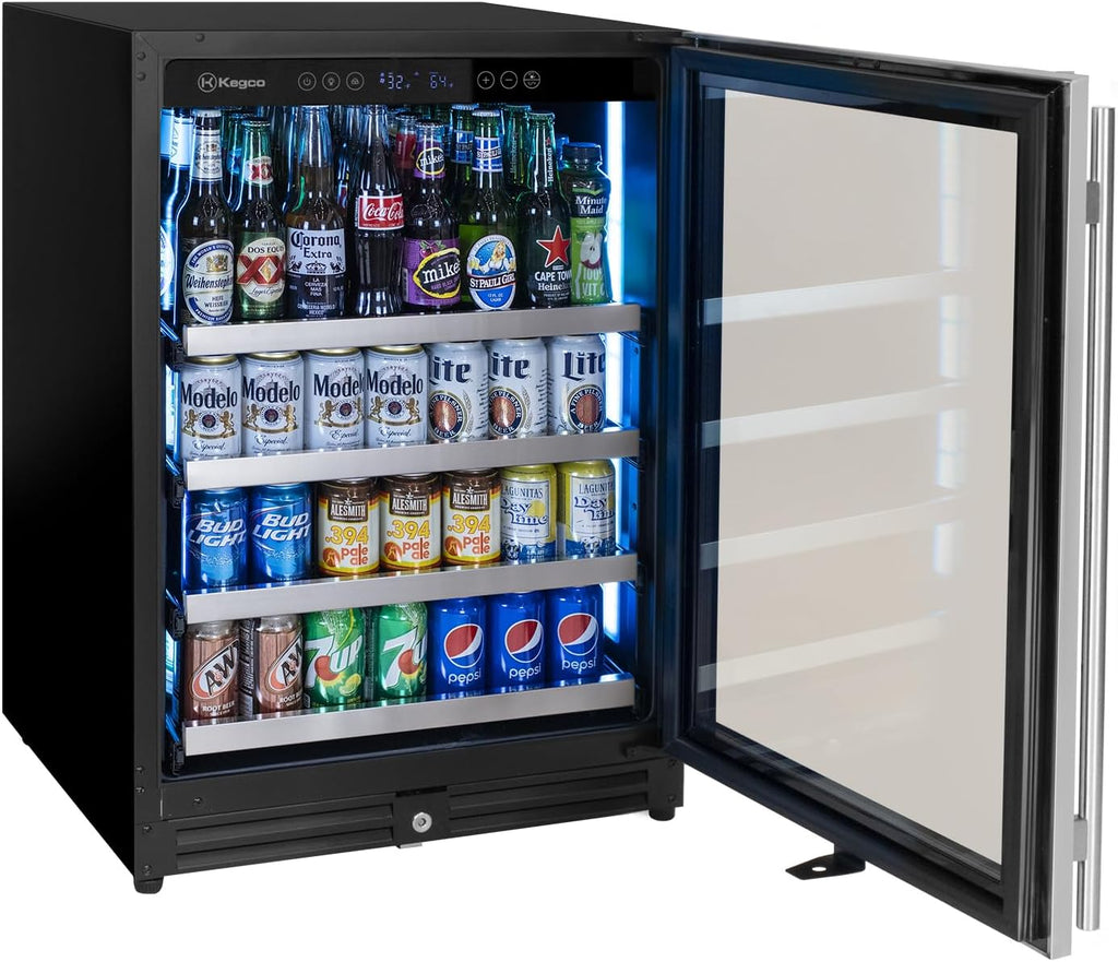 Kegco 24' Wide Stainless Steel Right Hinge Beverage Center VSBC-24LSR