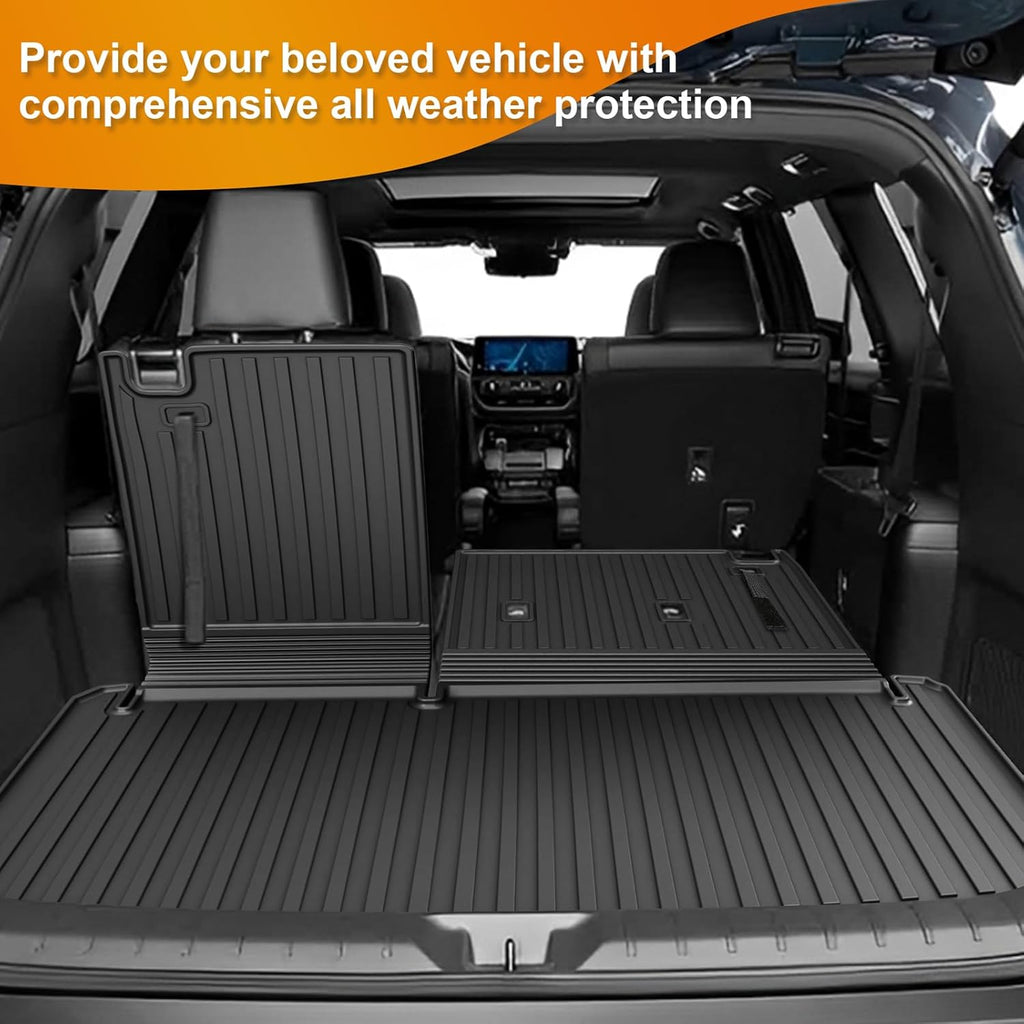 AOMSAZTO Floor Mats and Cargo Mat Compatible with 2024-2025 Toyota Grand Highlander (7 Seats Only): All Weather TPE Protection Full Set Grand Highlander Floor Liners (Not Fit Highlander)