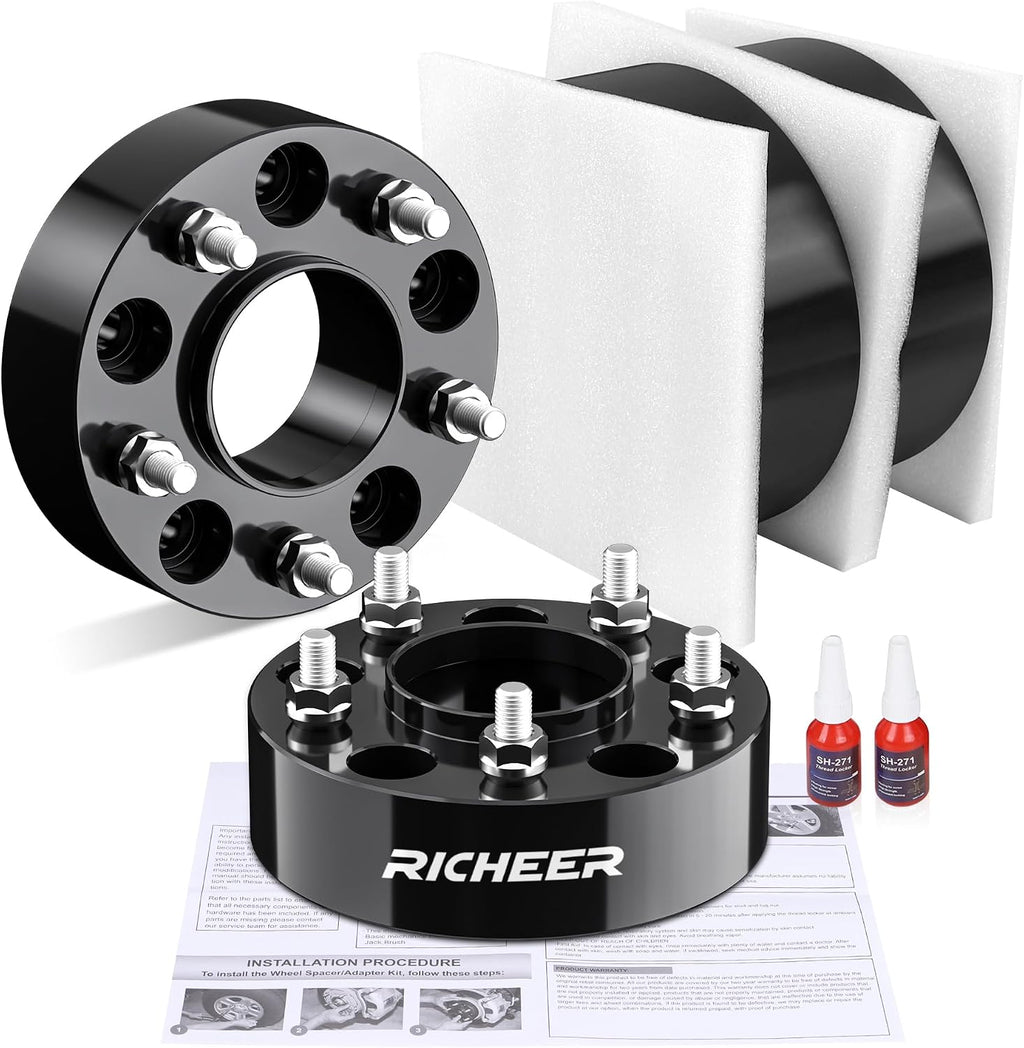 Richeer 2 inch 5x5 Hubcentric Wheel Spacers for 2007-2018 Wrangler JK 1999-2010 Grand Cherokee WJ WK 2005-2010 Commander XK, 4PCS 5x127mm Forged Wheel Spacer with 1/2-20 Studs 71.5mm Hub Bore