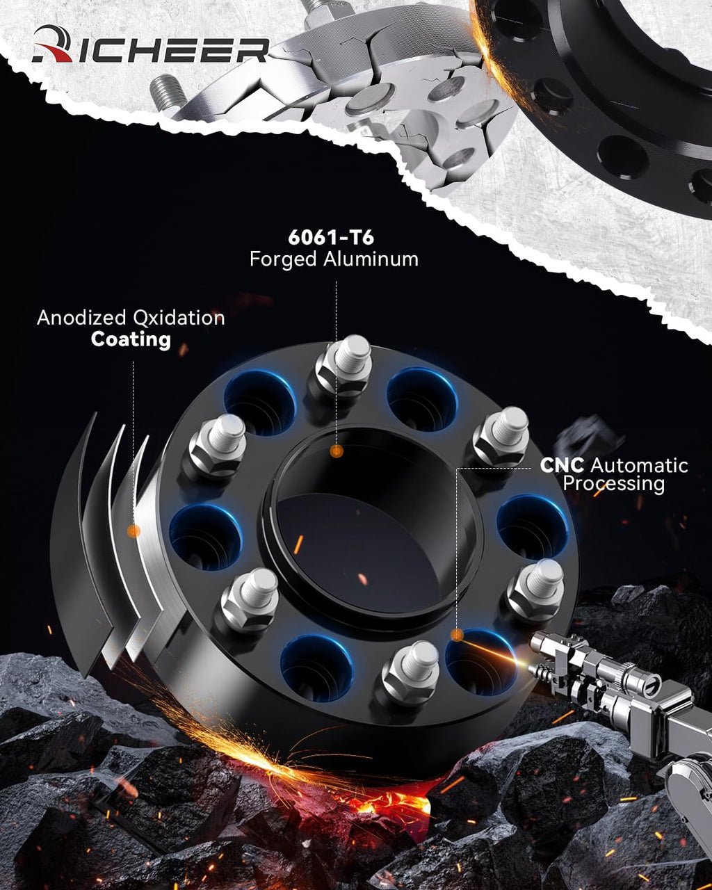 Richeer 2 inch 6x5.5 Wheel Spacer for 2019-2024 Ram 1500, 4 PCS 6x139.7mm Wheel Spacer with 14x1.5 Studs & 77.8mm Center Bore for 2019 2020 2021 2022 2023 2024 Ram 1500