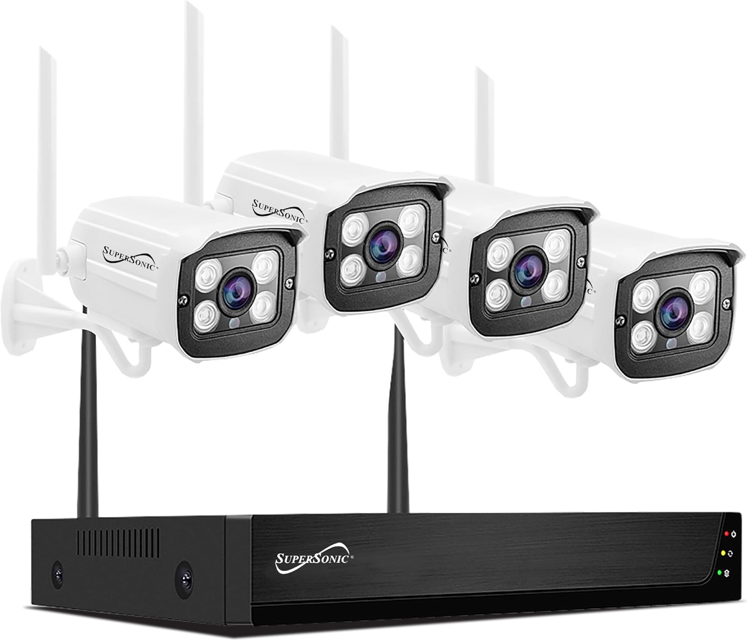 Supersonic SC-5004NVR 4CH 1080P Security Camera System WiFi, Waterproof, 2-Way Audio, Night Vision, App Remote Access, HDMI/VGA Output, 6TB HDD, Built-in Mic & Speaker -Indoor/Outdoor Use