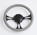 14'' Billet Half Wrap 9 Bolts Steering Wheel with 2'' Dish and Horn Button(Light Grey)