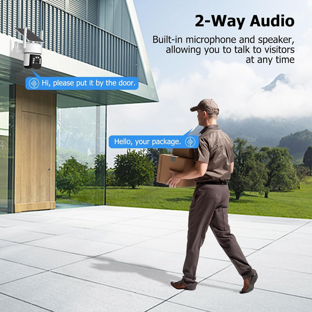 Solar Security Cameras Wireless Outdoor, 4 Cam-Kit, 4MP Home Security System with Color Night Vision, 2.4G & 5G WiFi, 360° Pan & Tilt, 32GB Local Storage, No Subscription, Motion Detection, Spotlight