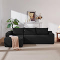 97' Cloud Couch Sectional, L Shaped Boneless Couch Sectional Couches for Living Room, Modern Comfy Corduroy Fluffy Modular Sofa with Deep Seat, No Assembly (Black, Left Facing Chaise)