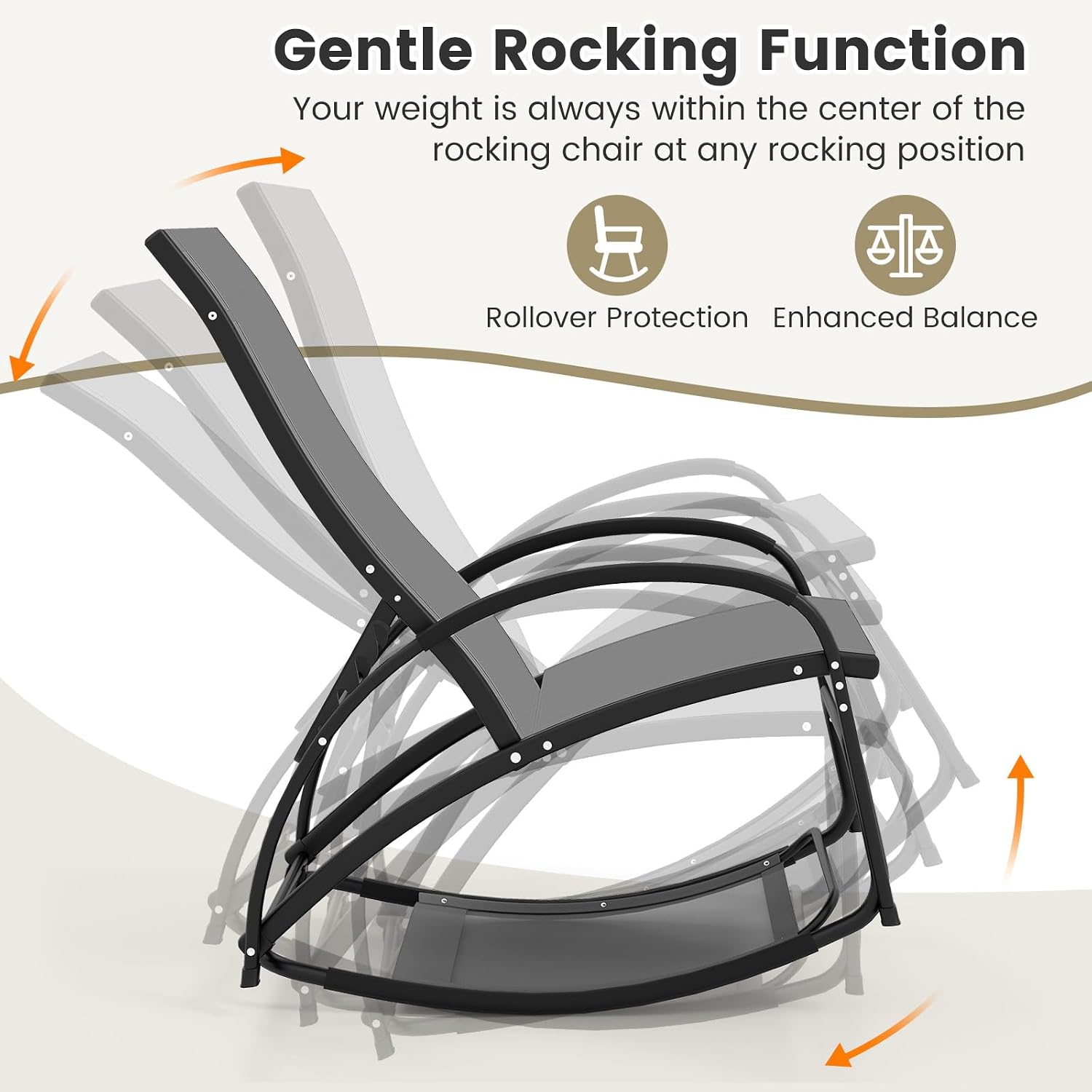 Tangkula Outdoor Rocking Chair Set of 2, 2-in-1 Convertible Lounge Chair with 4-Level Adjustable Backrest, Heavy-Duty Aluminum Frame, Patio Sun Lounger Rocker for Porch, Poolside, Backyard, Garden