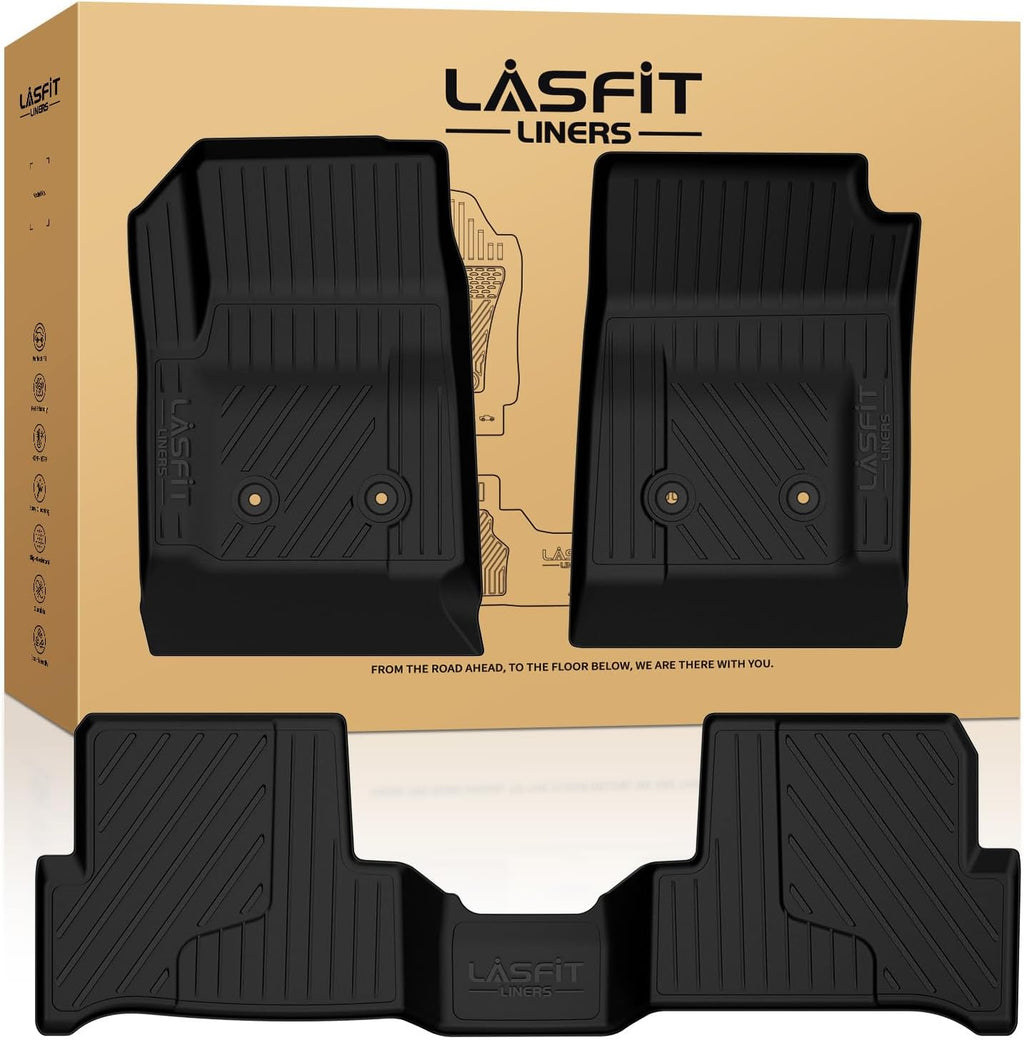 LASFIT Floor Mats for Chevrolet Chevy Colorado/GMC Canyon 2015-2022 Extended Cab Only (Not Fit Crew Cab), All Weather TPE Custom Fit Floor Mats for Cars, 1st and 2nd Row Car Floor Mats Full Set